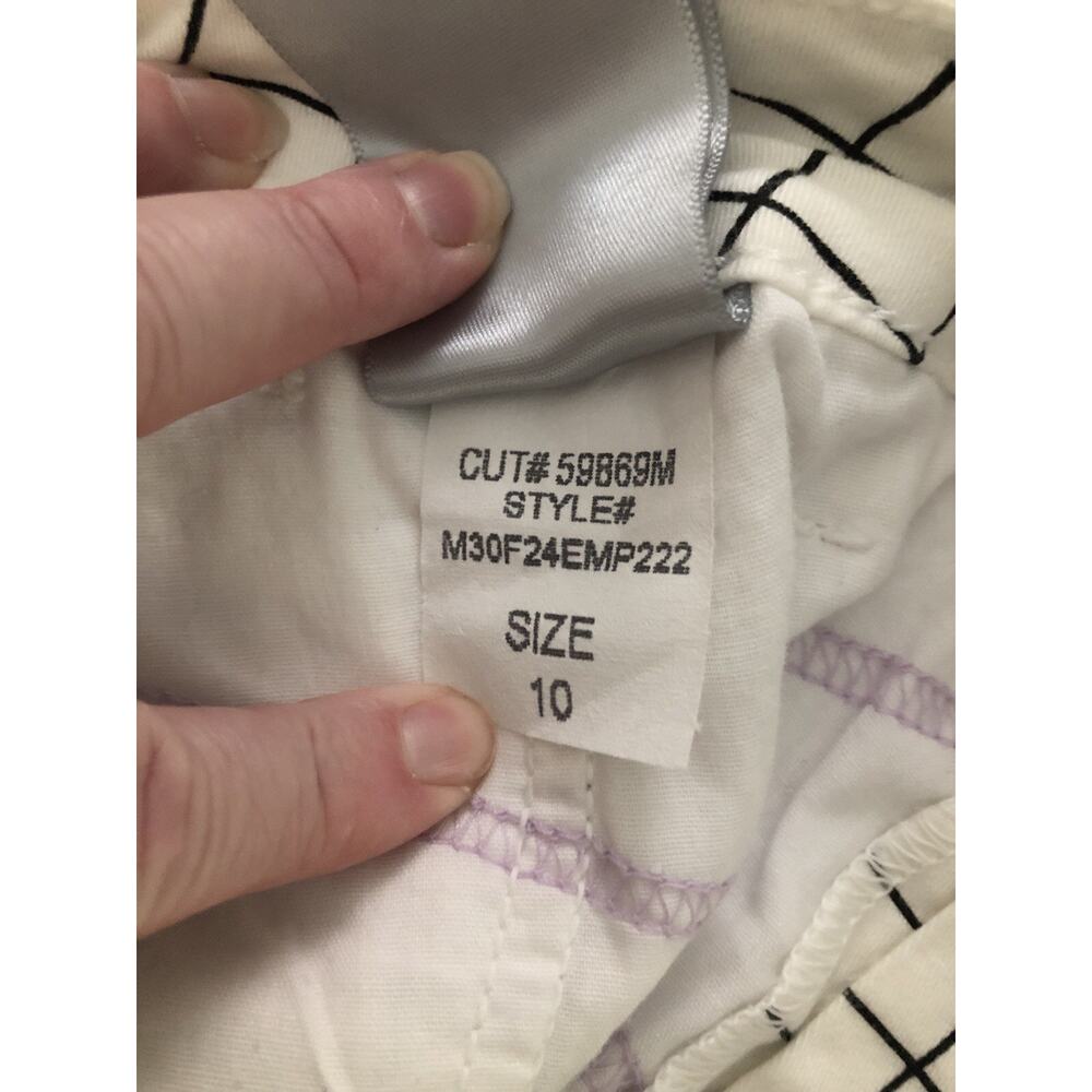NYDJ Not Your Daughters Windowpane Grid Twill Ankle Pants Black White Size 10 - Picture 13 of 13